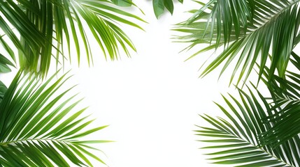 rpoduct scene template copy space exotic green tropical summer plant palm leaves