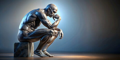 Sculpture of a human figure in a thoughtful pose, art, artistic, statue, clay, carving, form, abstract, creative