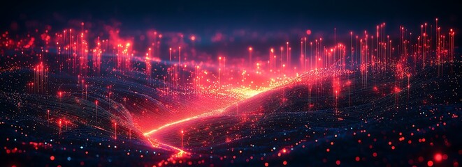 Fototapeta premium Fiber optic cables converging with wireless towers