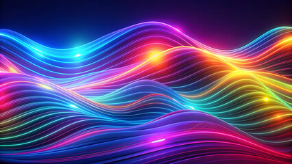 Obraz premium Vibrant neon waves background with flowing lines and bright colors, neon, waves, background, abstract, vibrant, glowing, colors