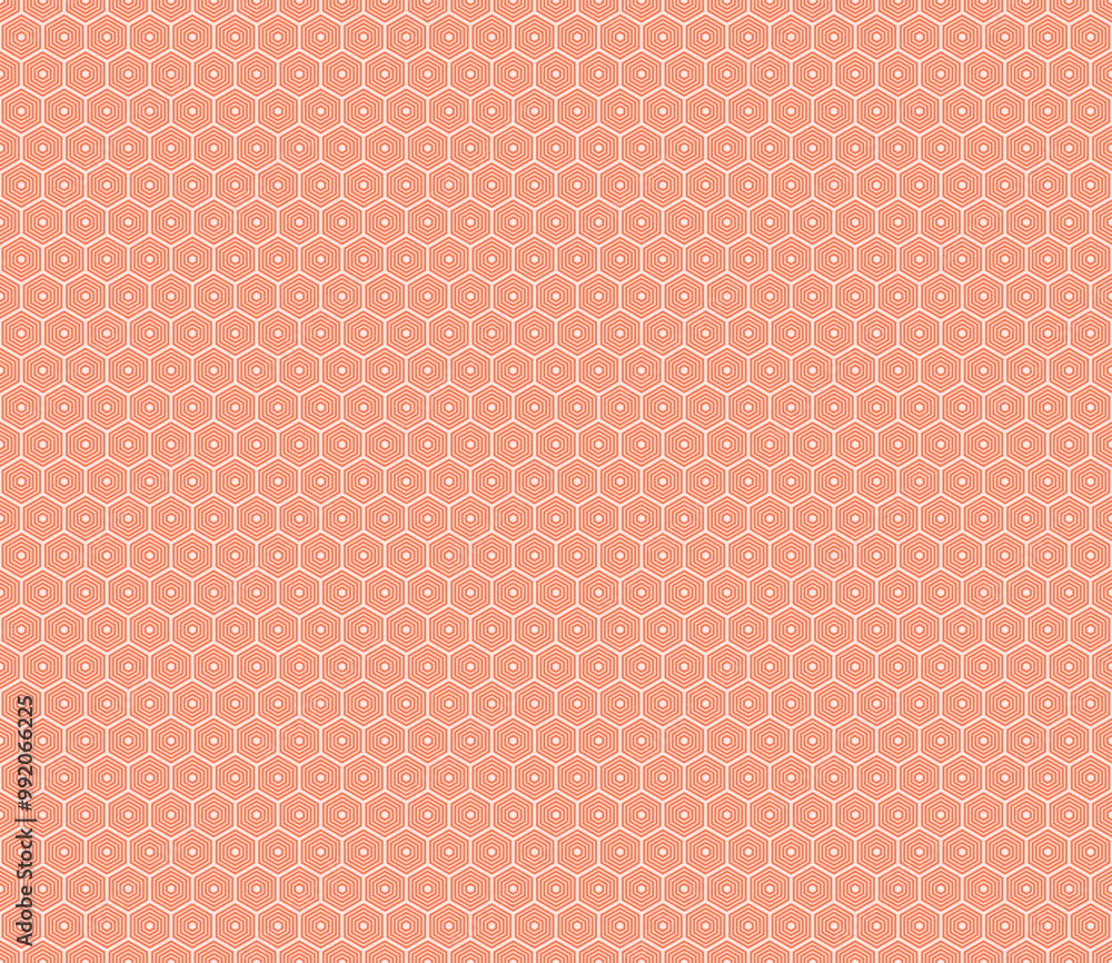 Poster hexagonal pattern background. melon color on matching background. hexagon stacked mosaic background.
