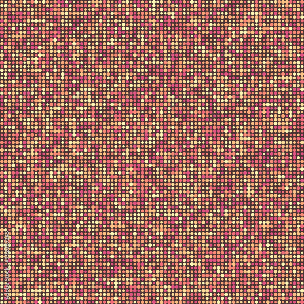 Poster pattern design featuring circles in multiple colors with earthy tones and a warm background hue. an 