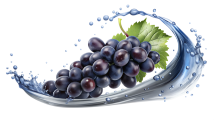 grapes in water isolated on transparent background png