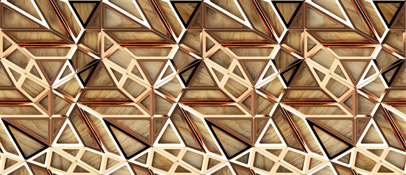 Intricate 3D Geometric Pattern for Seamless Wallpaper Design