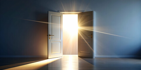 Bright light streaming through a slightly open door , sunlight, illumination, entrance, doorway, glowing, peeking, mysterious