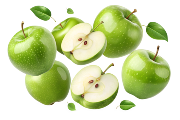 green apple isolated on transparent background png