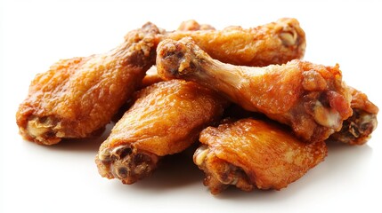 Crispy Chinese chicken wings on a white background