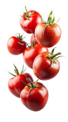 tomatoes falling in the air isolated on transparent background png