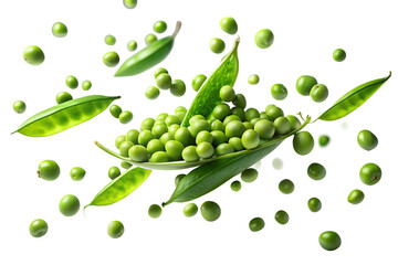green peas falling in the air isolated on transparent background png