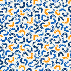 Brushstrokes motif geometric print. Paint brush curve smears seamless pattern. Freehand grunge design background. Trendy handdrawn modern simple geo ornament. Artistic hand drawn abstract wallpaper