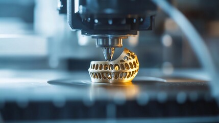 Modern 3D Printing Technology, crafting technique, closeup manufacturing