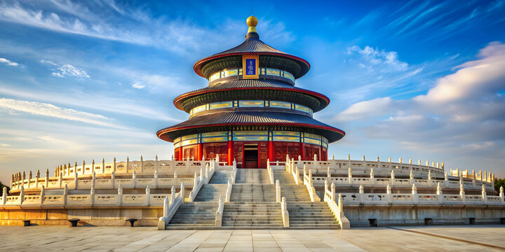 Ancient Chinese temple known as Temple of Heaven, worship, historic, architecture, landmark, Beijing, China, cultural - Powered by Adobe