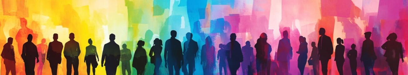 Colorful silhoutte of diverse faces, diversity, equity and inclusion