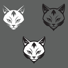 Obraz premium A cat head with a black and white design Pro Vector