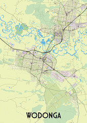 Obraz premium Wodonga, Australia artistic map poster