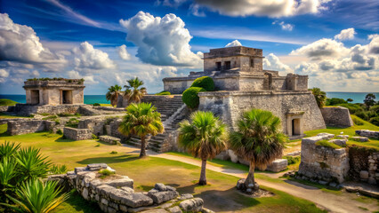 Fototapeta premium Ruinas Mayas en Tulum Quintana Roo Mexico , Mexico, Tulum, Ruinas Mayas, Mayan ruins