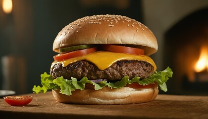 hamburger with fries