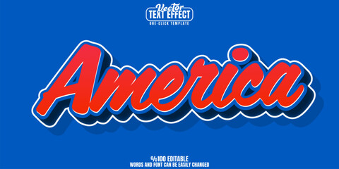 America editable text effect, customizable usa and flag 3d font style