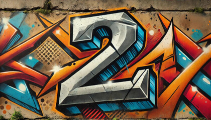 グラフィティアートの数字2のグラフィック
