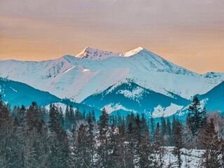 Sunset in Western Tatras at winter - Poland