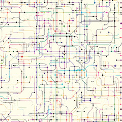 Lines and dots subway map pattern clean minimalist