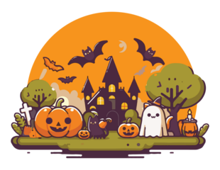 halloween house with pumpkin