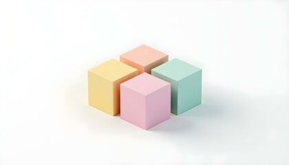 Fototapeta premium Pastel-colored cubes are arranged in a visually pleasing manner on a light background
