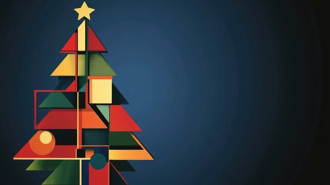 Modern geometric christmas tree design for holiday cards and decorations - minimalist abstract style