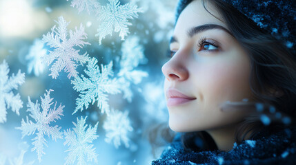 Artwork with the wonderful transparent white snowflakes repeated in a subtle, thin, and delicate shape