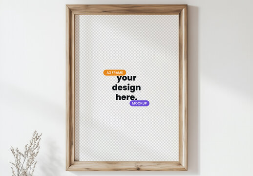Rustic Wooden Picture Frame Mockup with Generative AI