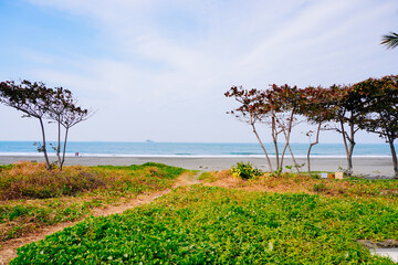 Kaohsiung, Taiwan, Republic of China, 01 25 2024: The landscape of National Sun Yat-sen University (NSYSU). It is is a public research university located in Sizihwan, Kaohsiung. © Feng