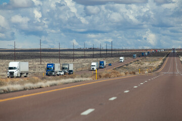 One-way highway commerce under cloudy sky