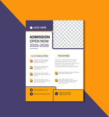 School admission flyer design template, clean and fresh educational flyer. 