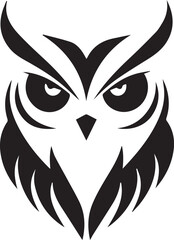 A black and white logo type owl silhouette design