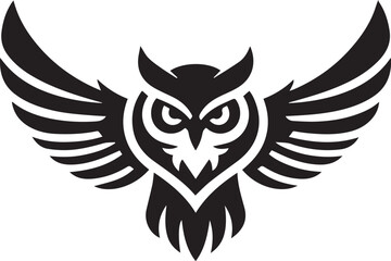 A black and white logo type owl silhouette design