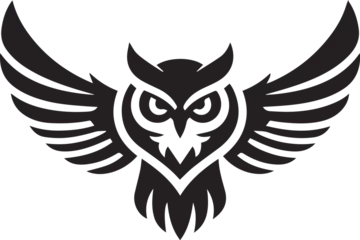 Fotobehang Uiltjes A black and white logo type owl silhouette design  © Creative_Hamza