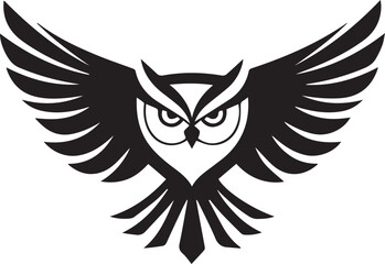 A black and white logo type owl silhouette design