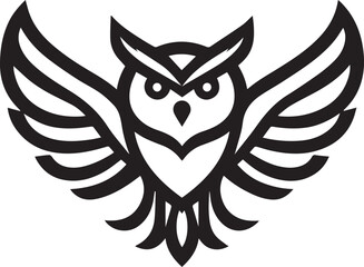 A black and white logo type owl silhouette design