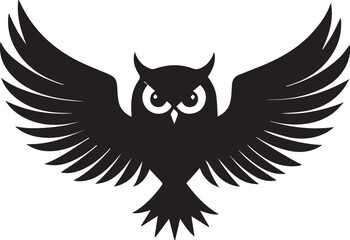 A black and white logo type owl silhouette design