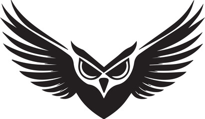 Obraz premium A black and white logo type owl silhouette design