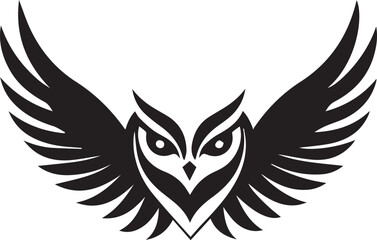 A black and white logo type owl silhouette design