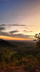 Sunset and smoke montain