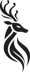 A black and white logo type deer silhouette design