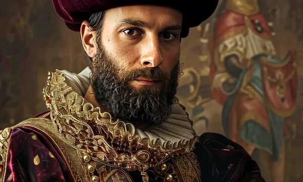 A man in a red robe with a beard and a gold necklace Video