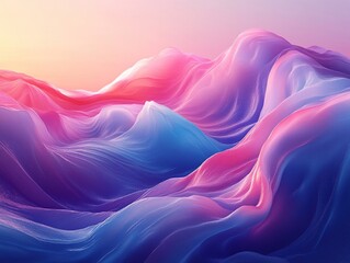 Obraz premium A high-resolution, minimalist abstract background featuring fluid waves of vibrant colors in shades of blue and purple.