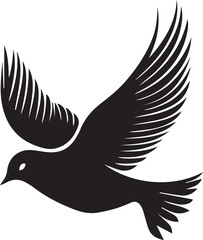 A black and white logo type bird silhouette design