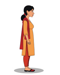 A village girl side pose cartoon character design