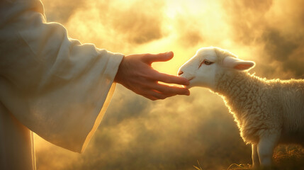 Jesus Christ, holy lamb, embodies faith in God, guiding his followers in their spiritual journey through the teachings of the Bible and essence of Christianity and religion.