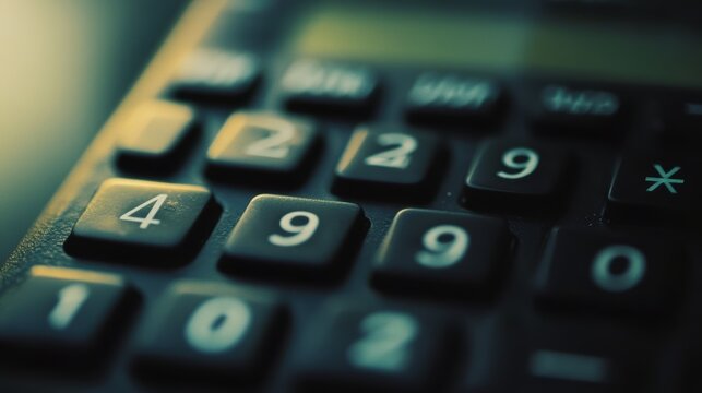 Black calculator showing number keys close up