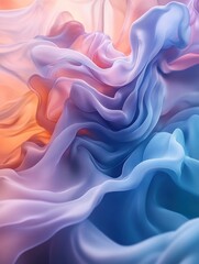 Obraz premium A high-resolution, minimalist abstract background featuring fluid waves of vibrant colors in shades of blue and purple.